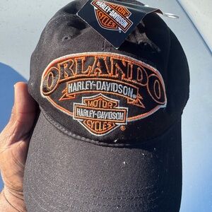 Harley-Davidson Black Cap with Orange Embroidery